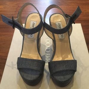 Jimmy Choo Nico Platform/Wedge Sandals In Raffia